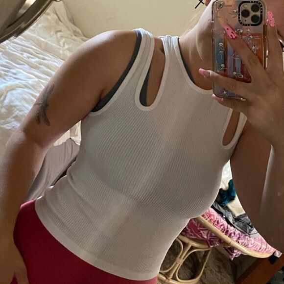 Zara two shoulder double strap white tank top - Picture 2 of 10